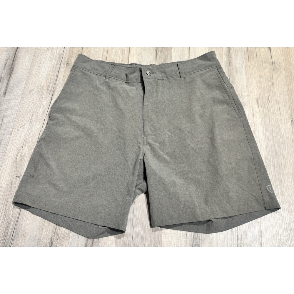 Adrenaline Performance Stretch Chino Shorts Gray Elastic Waist Pockets Mens M